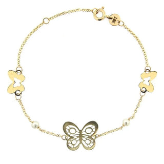 18K Yellow Gold Open Butterfly & Pearls Bracelet - Amalia FJ & Boutique