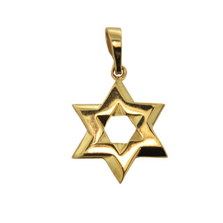 18K Solid Yellow Gold Polished Star of David Pendant