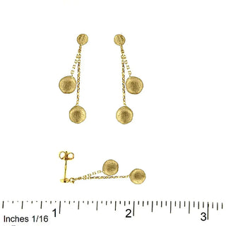 18K Yellow Gold Venetian Satin Dangling Buttons Earrings