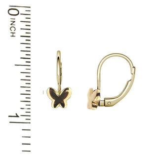 18K Solid Yellow Gold Butterfly Lever back Earrings