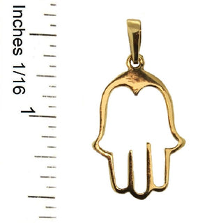 18k Solid Yellow Gold Open Modern Hamsa Hand pendant