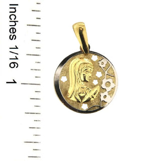 18k Solid Two-tone Gold Praying Girl Medal with ruler