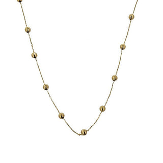 18K Solid Yellow Gold 4mm Polished Balls Necklace , Amalia Jewelry