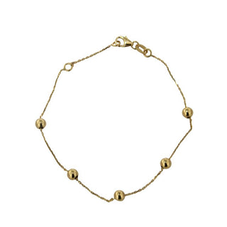 18K Solid Yellow Gold Polished Hearts Bracelet , Amalia Jewelry