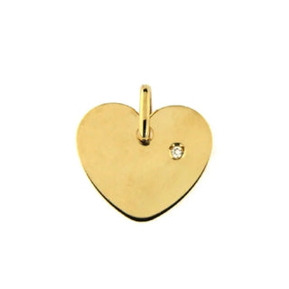 18K Solid Yellow Gold Diamond Heart Pendant