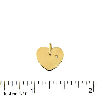 18K Solid Yellow Gold Diamond Heart Pendant with ruler