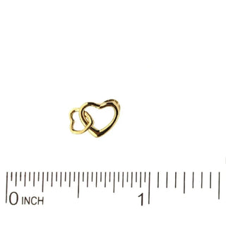 18K Solid Yellow Gold Tiny Double Open Heart Pendant with ruler