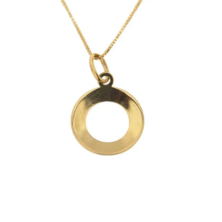 18K Solid Yellow Gold Concave Open Circle Pendant