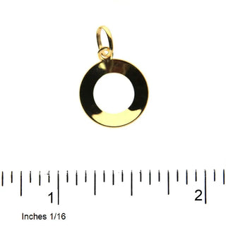18K Solid Yellow Gold Concave Open Circle Pendant with ruler