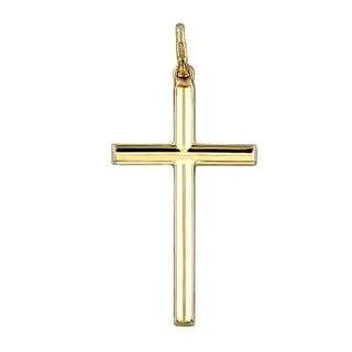 18K Solid Yellow Gold polished Concave Cross Pendant