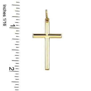 18K Solid Yellow Gold polished Concave Cross Pendant