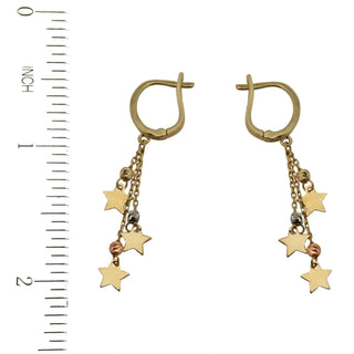18k Solid Yellow Gold Dangle Stas Lever back Earrings   with ruler