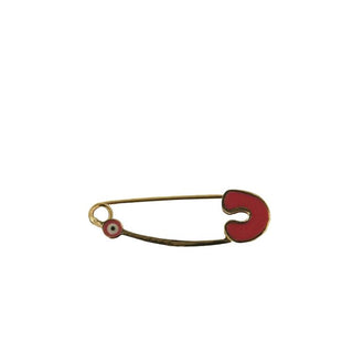 18k Solid Yellow Gold Pink Enamel Mini Eye Safety Pin , Amalia Jewelry