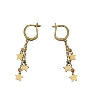 18k Solid Yellow Gold Dangle Stas Lever back Earrings  