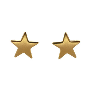 18K Solid Yellow Gold Polished Stars Post Earrings