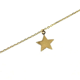 18K Solid Yellow Gold Center Dangle Star Anklet Bracelet