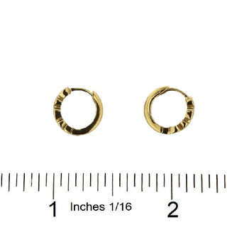 18K Solid Yellow Gold Small Hearts Huggie Earrings , Amalia Jewelry