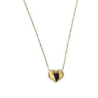 18K Solid Yellow Gold Polished Heart Necklace, , Amalia Jewelry