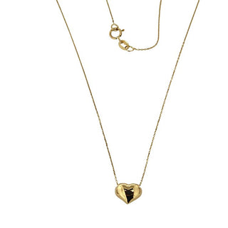 18K Solid Yellow Gold Polished Heart Necklace, , Amalia Jewelry