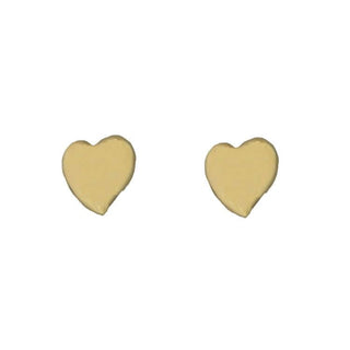 18k Solid Yellow Gold small Heart Post Earrings , Amalia Jewelry