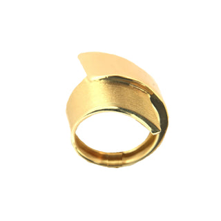 18K Solid Yellow Gold Satin and Polished Design Ring