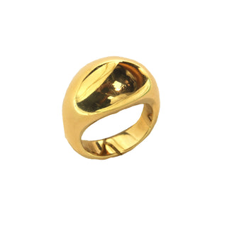 18K Solid Yellow Gold High Center Dome Polished Ring