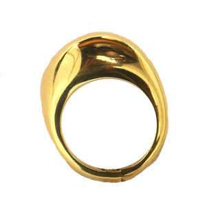 18K Solid Yellow Gold High Center Dome Polished Ring