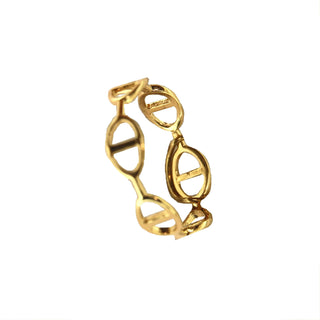 18K Solid Yellow Gold Open Marine Link Polished Ring