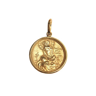 18k Solid Yellow Gold Our Lady of La Leche Round 16mm Medal