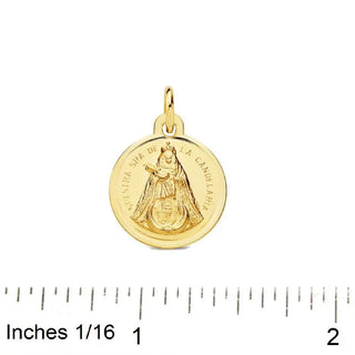 18K Solid Yellow Gold Our Lady of Candelaria Medal with ruler