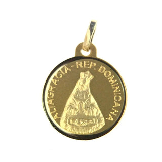 18K Solid Yellow Gold Our Lady of Altagracia Medal