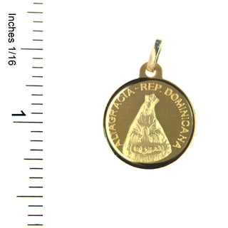 18K Solid Yellow Gold Our Lady of Altagracia Medal with ruler