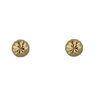 18K Solid Yellow Gold 4mm Diamond Cut Half Ball Covered Screwback Earrings , Amalia Jewelry