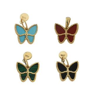 18K Solid Yellow Gold Turquoise Butterfly Pendant - Amalia J & Boutique