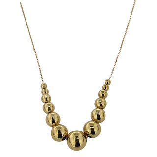 18K Solid Yellow Gold Degrade Polished Balls Necklace - Italian Craftsmanship , Amalia Jewelry