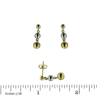 18K Solid Two-Tone Gold Dangling Balls Post Earrings - Amalia FJ & Boutique
