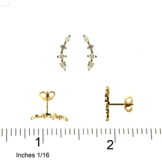 18K Yellow Gold Tiny Multi-Shape Zirconia Climber Earrings