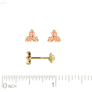 18K Solid yellow Gold  Trio Tiny Stud  Earrings, Three Stone Cluster Earring (Copy)