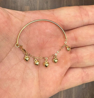 18K Solid Yellow Gold Heart Charm Baby Bangle Bracelet - Amalia J & Boutique