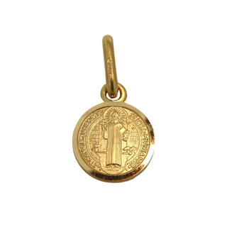 18k Solid Yellow Gold Saint Benedict Small Medal  9 mm