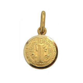 18K Solid Yellow Gold Saint Benedict Medal 11mm