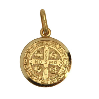 18K Solid Yellow Gold Saint Benedict Medal 19 mm diameter - Amalia FJ & Boutique