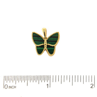 18K Solid Yellow Gold Medium Malachite or Mother pearl Butterfly Pendant