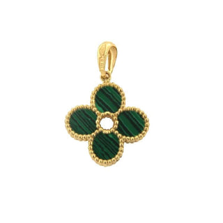 18K Solid Yellow Gold Gemstone Clover Pendant , Amalia Jewelry