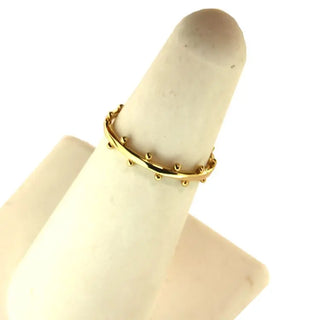 18K Solid Yellow Gold Polished  All Around Spike Ring