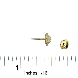 18k Solid Yellow Gold Earring Back Replacement back  with ruler