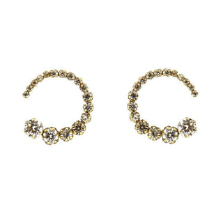 18K Solid Yellow Gold Open Circle Degrade Zirconia Post Earrings Amalia Jewelry