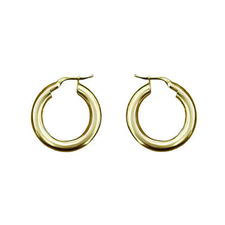 18k Solid Yellow Gold Hoop Earrings 21.6mm diameter