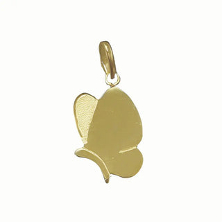 18k Solid Yellow Gold Satin and Polished Butterfly Pendant