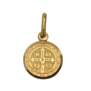 18K Solid Yellow Gold Saint Benedict Medal 11mm back